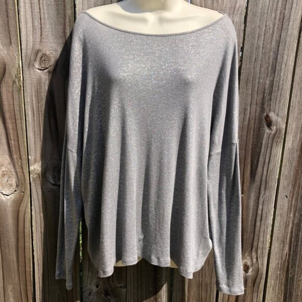 Majestic Filatures Cashmere Silk 1 XS Top Blouse Metallic Gray Silver